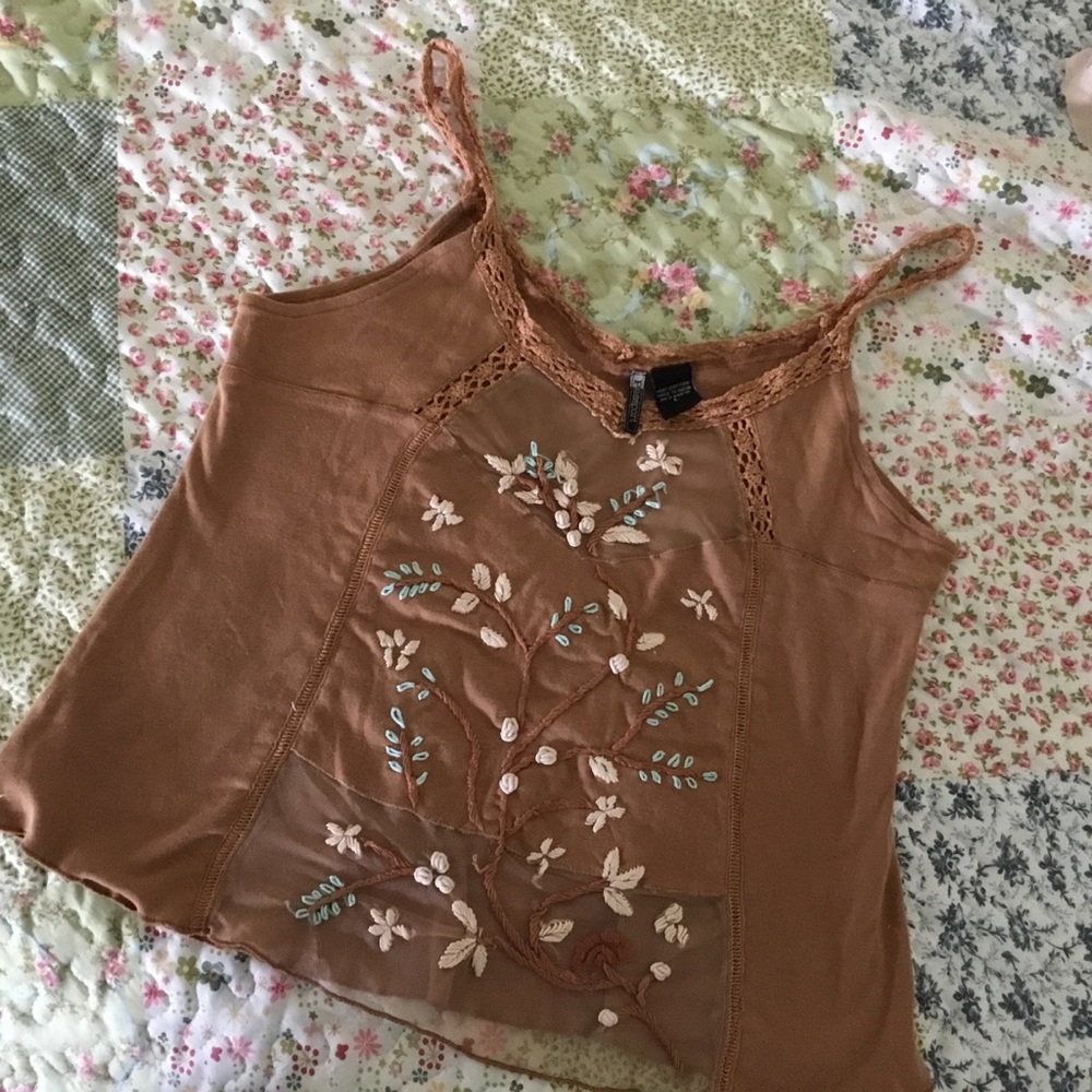 Passport caramel-colored knit camisole -
